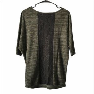 Forest green dolman sweater w/ black lace